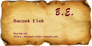 Bacsek Elek névjegykártya