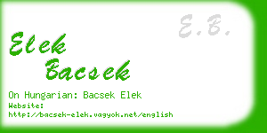 elek bacsek business card